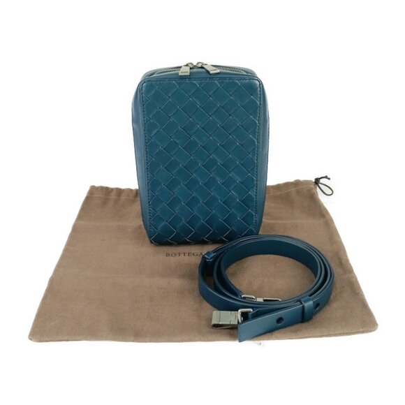 BOTTEGA VENETA Blue Leather Intrecciato Shoulder Bag - Picture 9 of 9